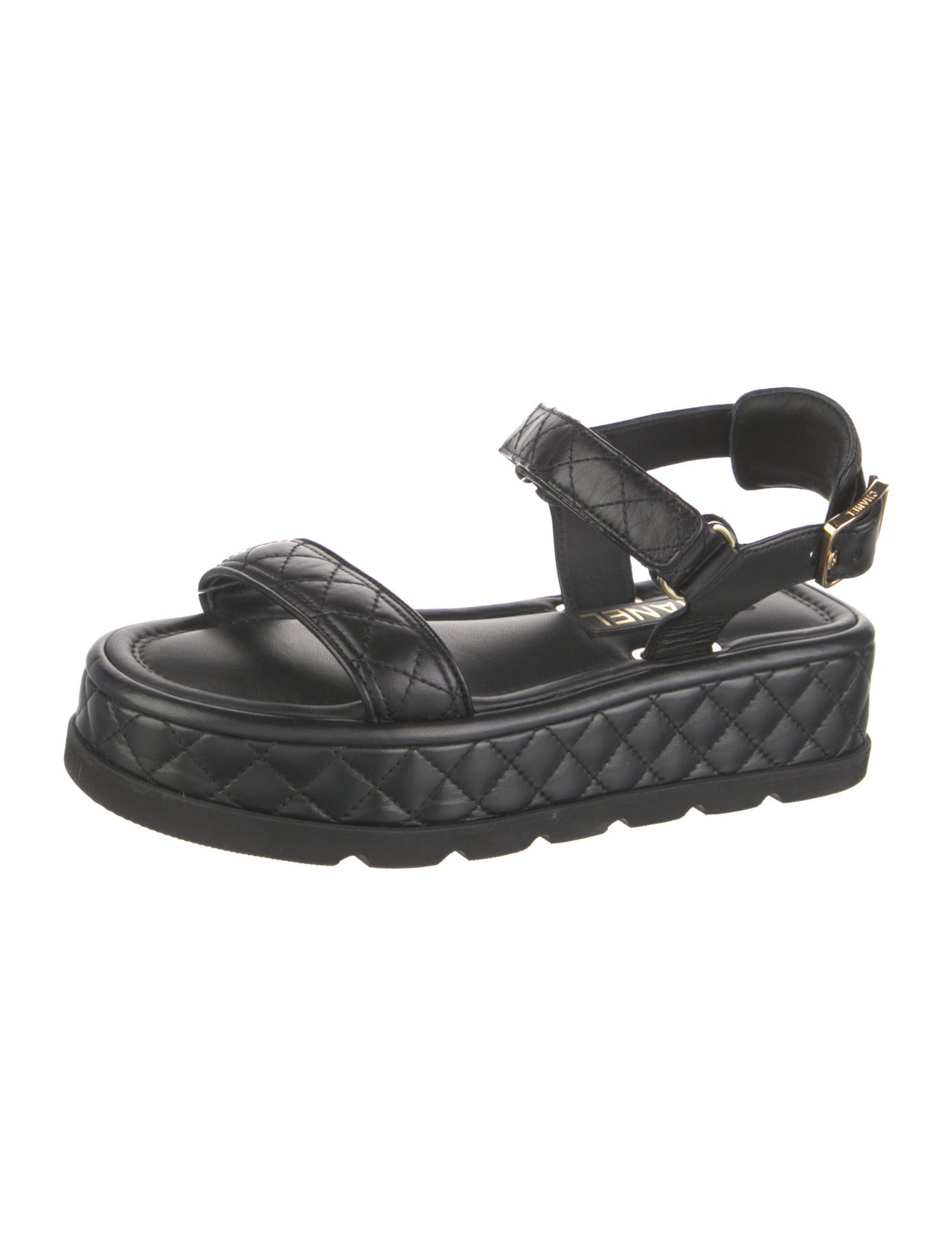 Chanel Interlocking CC Logo Leather Sandals